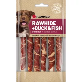   Flamingo Rawhide Stick Gabonamentes Jutalomfalat Kutyáknak (Kacsa és Hal) (12 cm, 6 db) - 70 g