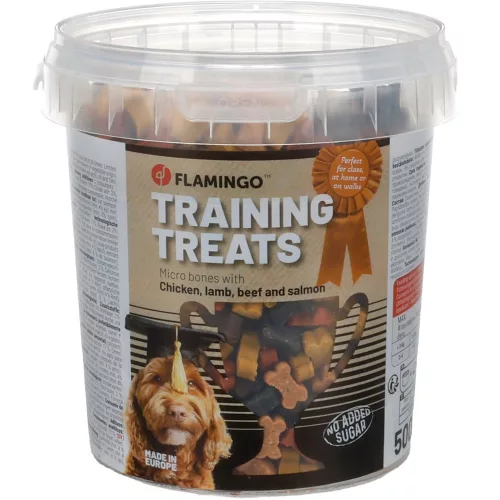 Flamingo Training Treats Micro Bones Jutalomfalat Kutyáknak (Csirke, Bárány, Marha és Lazac) - 500 g