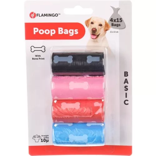 Flamingo Csont Mintás Kutyapiszok Zacskó - 4x15 db