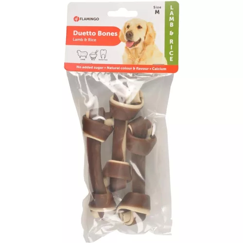 Flamingo Duetto Bones Jutalomfalat Kutyáknak (Bárány és Rizs) (12 cm, 3 db) - 120 g