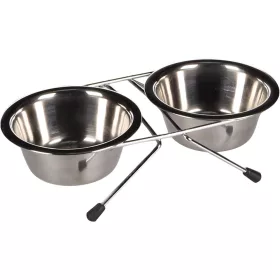   Flamingo Arjun Duo Dupla Fémtál Kutyáknak (13 cm, 2x380 ml, Ezüst)