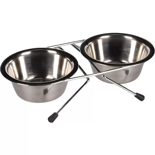 Flamingo Arjun Duo Dupla Fémtál Kutyáknak (13 cm, 2x380 ml, Ezüst)