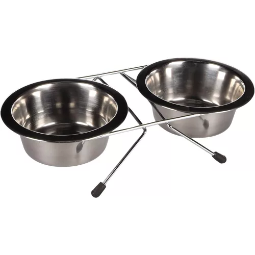 Flamingo Arjun Duo Dupla Fémtál Kutyáknak (16 cm, 2x800 ml, Ezüst)
