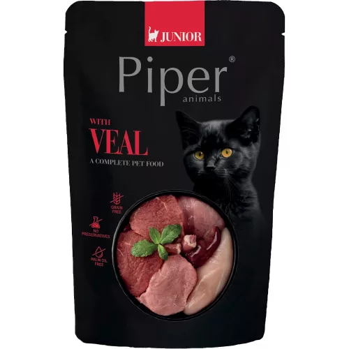 Piper Junior Gabonamentes Alutasakos Macskaeledel (Borjú) - 100 g